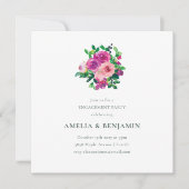 Blush Berry Floral Engagement Party Magenta 招待状 (正面)