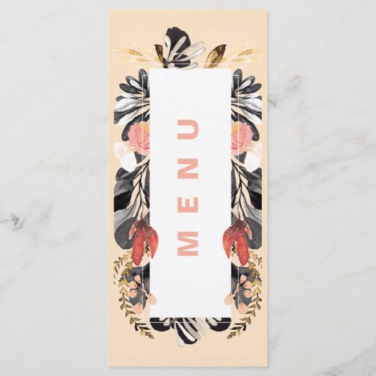 Blush & Black Floral Wedding Reception Dinner Menu メニュー (裏面)