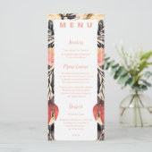 Blush & Black Floral Wedding Reception Dinner Menu メニュー (スタンド正面)