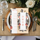 Blush & Black Floral Wedding Reception Dinner Menu メニュー