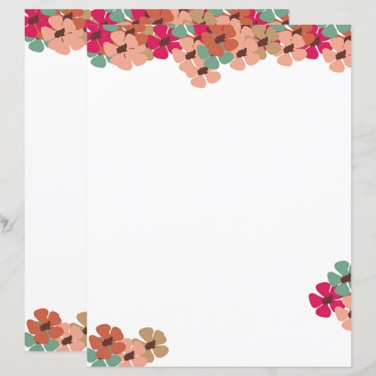 Blush & Bloom Floral Writing Paper (正面/裏面)
