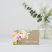Blush Bloom | Watercolor Floral Kraft 名刺 (スタンド正面)