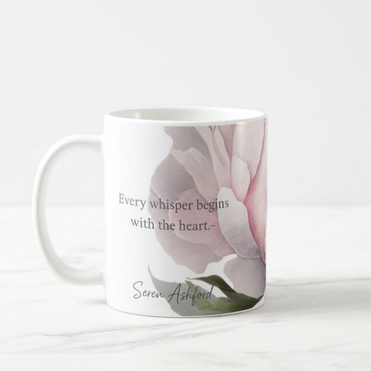 Blush bloom with whispered words Mug コーヒーマグカップ (左)