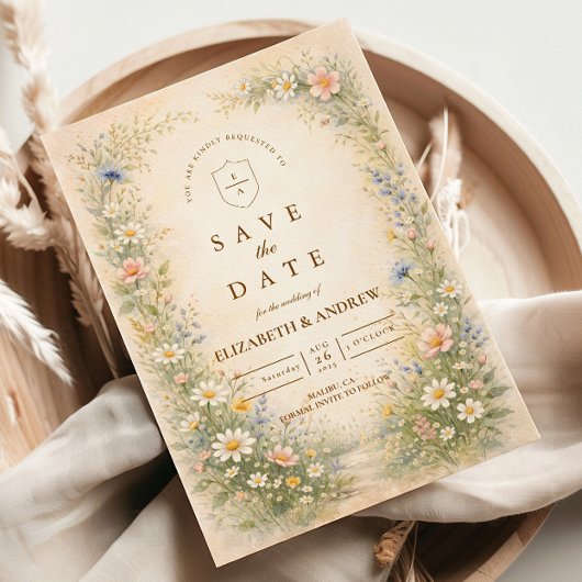 Blush Blue Countryside Wedding セーブザデート