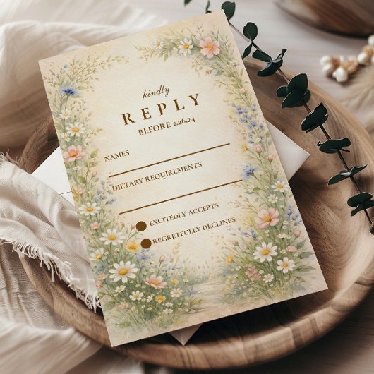 Blush Blue Countryside Wedding 出欠カード