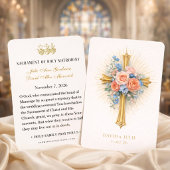 Blush Blue Floral Gold Cross Wedding Prayer 