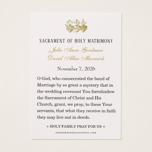 Blush Blue Floral Gold Cross Wedding Prayer  (裏面)