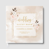 Blush Boho Fall Floral Wedding Guest Book Sign-In ゲストブック (正面)