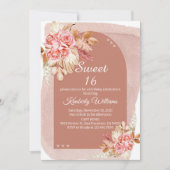 Blush Boho Pampas Grass Sweet 16 Birthday 招待状 (正面)