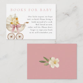 Blush Books for Baby Card Vintage Pram Baby Shower エンクロージャーカード
