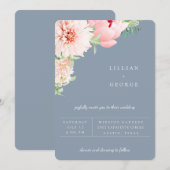 Blush Botanical | ダスティーブルーの結婚式招待状 案内状 (正面/裏面)