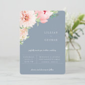 Blush Botanical | ダスティーブルーの結婚式招待状 案内状 (スタンド正面)