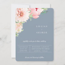 Blush Botanical | ダスティーブルーの結婚式招待状