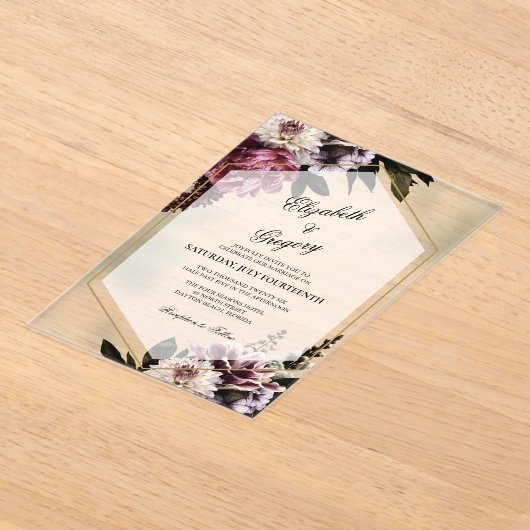 Blush botanical Acrylic Wedding Invitation アクリル招待状 (レイダウン)