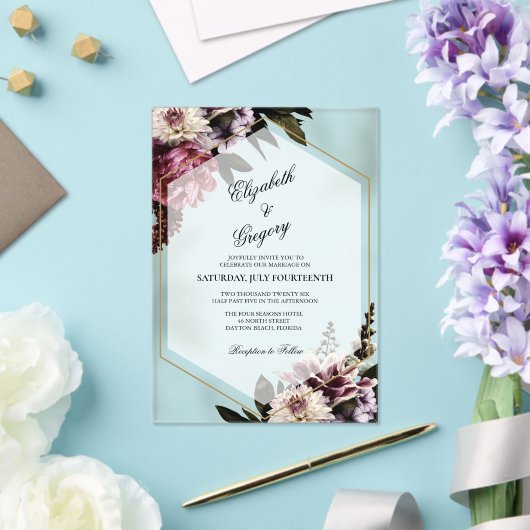 Blush botanical Acrylic Wedding Invitation アクリル招待状 (インサイチュ (ウェディング))