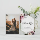 Blush Botanical Elegant Photo Thank You Card サンキューカード (スタンド正面)