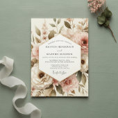 Blush Botanical Romance Wedding 招待状