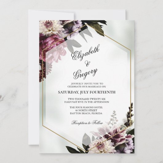 Blush botanical Wedding Invitation 招待状 (正面)