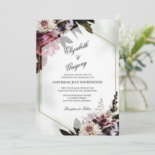 Blush botanical Wedding Invitation 招待状 (スタンド正面)