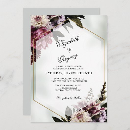 Blush botanical Wedding Invitation 招待状 (正面/裏面)