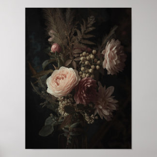 Blush Bouquet Vintage Floral Study ポスター