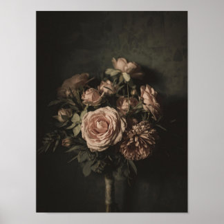 Blush Bouquet Vintage Floral Study ポスター