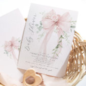 Blush Bow Baby girl Shower 招待状