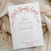 Blush Bow First Communion Invitation 招待状