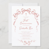 Blush Bow First Communion Invitation 招待状 (正面)