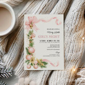 Blush Bow Ornament Christmas Party Invitation   招待状