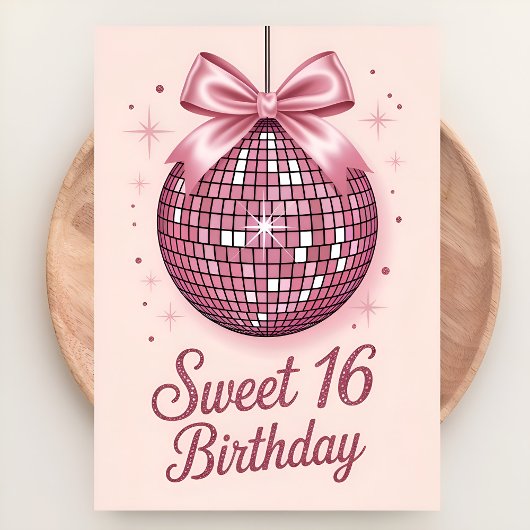 Blush & Bows Sweet Sixteen Birthday カード