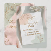 Blush & Breeze モダンロマンティックRSVPカード (正面/裏面)