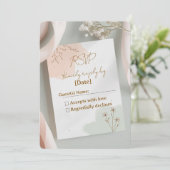 Blush & Breeze – Modern Romantic RSVP Card (スタンド正面)