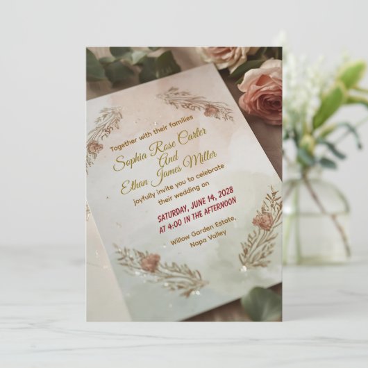 Blush & Breeze – Modern Romantic Wedding Invitatio 招待状 (スタンド正面)