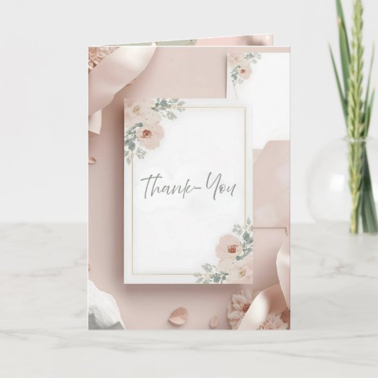 Blush & Breeze Modern Wedding Thank You Card サンキューカード (正面)