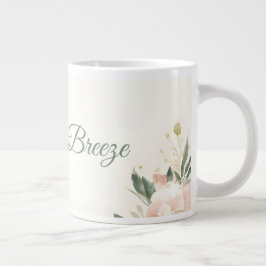 Blush & Breeze Wedding Mug Design – Elegant Floral ジャンボコーヒーマグカップ