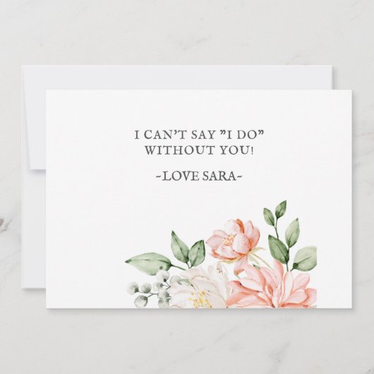 Blush Bride Best friend Will You Be My Bridesmaid 招待状 (裏面)