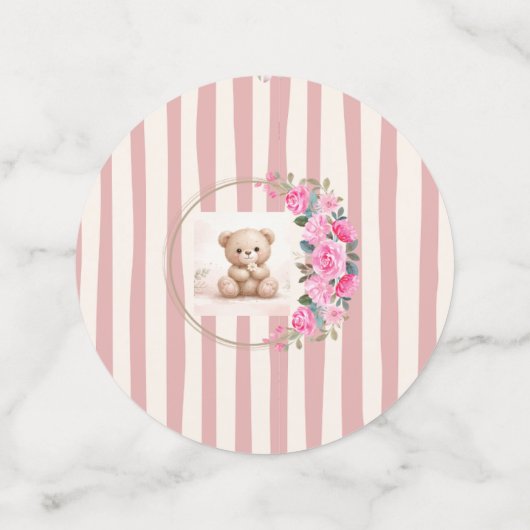 blush brown teddy bear floral watercolour コンフェッティ (ミディアム正面)