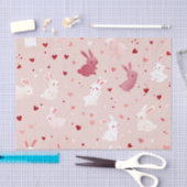Blush Bunny Hearts Pattern – Cute Pastel Rabbit 薄葉紙 (クラフト)
