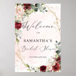 Blush burgundy floral Bridal Shower welcome sign ポスター<br><div class="desc">Blush burgundy floral Bridal Shower welcome sign,  24x36,  large format welcome poster,  Contact me for matching items or for customization,  Blush Roses ©</div>