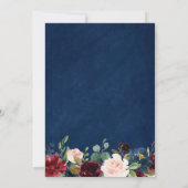 Blush Burgundy Floral Navy Blue Lace Wedding セーブザデート (裏面)