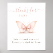 Blush Butterfly Bow Neutral Shower Blocks for Baby ポスター (正面)