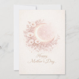 Blush Celestial Moon Floral Mother's Day Card カード