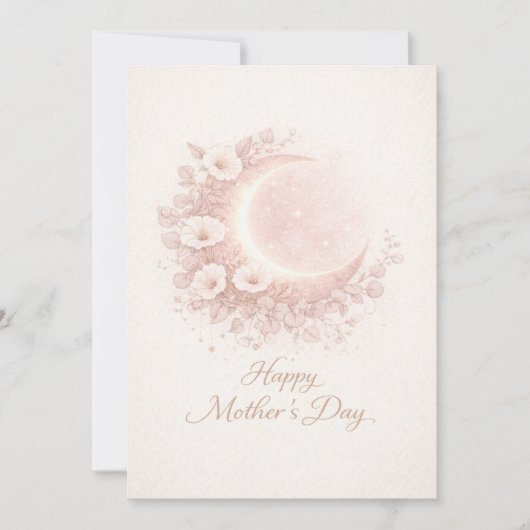 Blush Celestial Moon Floral Mother's Day Card カード (正面)