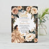 Blush Champagne Ivory Floral Princess Quinceanera  招待状 (スタンド正面)