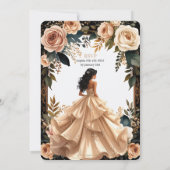 Blush Champagne Ivory Floral Princess Quinceanera  招待状 (裏面)