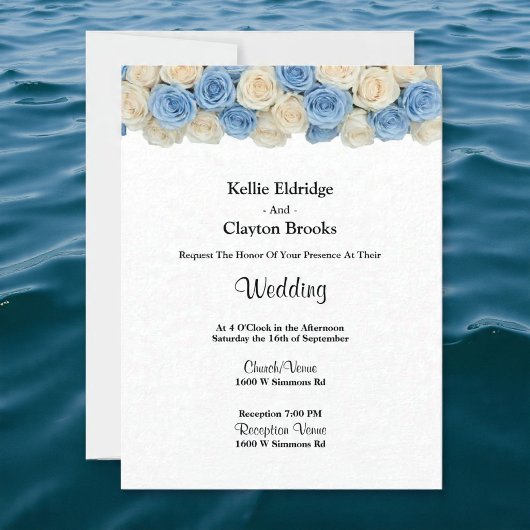 Blush & Champagne Roses Wedding 招待状