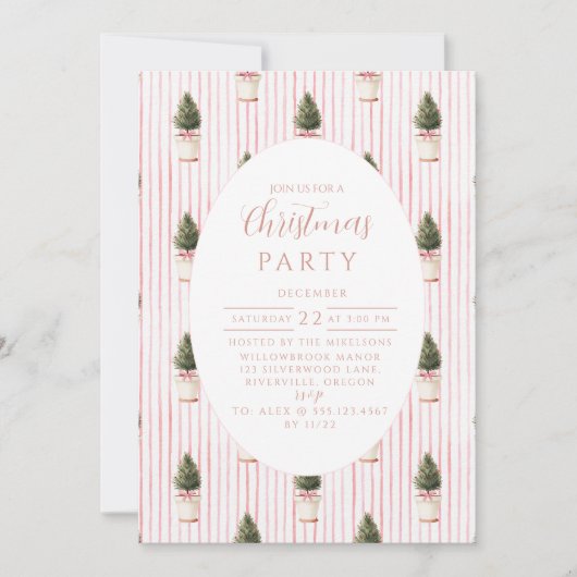 Blush Christmas Tree Stripe 招待状 (正面)