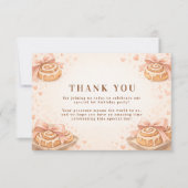 Blush Cinnamon Bow Little Bun 1st Birthday サンキューカード (正面)