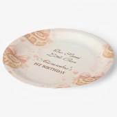 Blush Cinnamon Bow Little Bun 1st Birthday ペーパープレート (アングル)